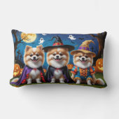 ポメラニア犬ドッグズパンプキンハロウィンおもしろい ランバークッション (正面)