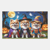 ポメラニア犬ドッグズパンプキンハロウィンおもしろい 長方形シール (正面)