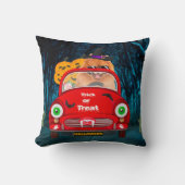 ポメラニア犬ドッグドライビングカー怖いハロウィーン クッション (正面)