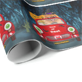 ポメラニア犬ドッグドライビングカー怖いハロウィーン ラッピングペーパー (ロールコーナー)