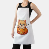 ポメラニア犬ドッグハッピーハローウィンクラシックカボチャT-S エプロン (インサイチュ)