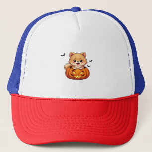 ポメラニア犬ドッグハッピーハローウィンクラシックカボチャT-S キャップ