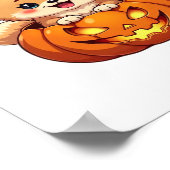 ポメラニア犬ドッグハッピーハローウィンクラシックカボチャT-S ポスター (角)