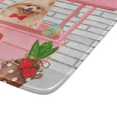 ポメラニア犬ドッグバレンタインデーキスをするス カッティングボード (角)