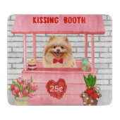 ポメラニア犬ドッグバレンタインデーキスをするス カッティングボード (正面)