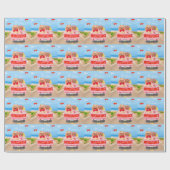 ポメラニア犬ドッグバレンタインデートラックハート ラッピングペーパー (フラット)