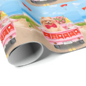 ポメラニア犬ドッグバレンタインデートラックハート ラッピングペーパー (ロールコーナー)