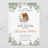 ポメラニア犬ドッグパピーグリーナリーボホベイビーシャワー 招待状 (正面/裏面)