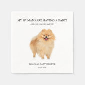 ポメラニア犬ドッグパピーベイビーシャワーミニマリスト スタンダードカクテルナプキン (正面)