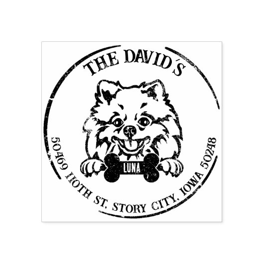 ポメラニア犬ドッグファミリー差出人住所 ラバースタンプ (インプリント)