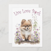 ポメラニア犬ドッグママフローラ ノートカード (正面/裏面)