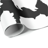 ポメラニア犬ドッグラッパ白シルエット黒 ラッピングペーパー (ロールコーナー)