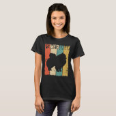 ポメラニア犬ドッグヴィンテージレトロ Tシャツ (正面フル)