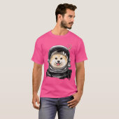 ポメラニア犬ドッグ宇宙飛行士宇宙探鉱アストロノ Tシャツ (正面フル)