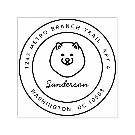 ポメラニア犬ドッグ差出人住所スタンプ自己インク セルフインキングスタンプ (デザイン)