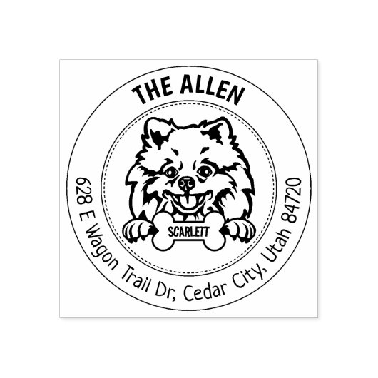 ポメラニア犬ドッグ差出人住所ファミリー ラバースタンプ (インプリント)