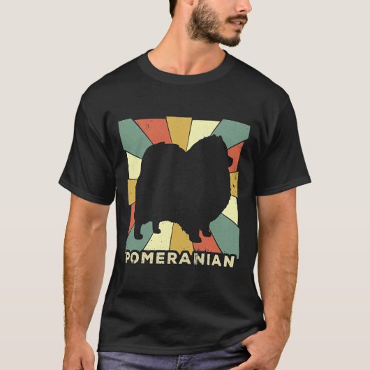 ポメラニア犬ドッグ恋人レトロヴィンテージ Tシャツ (正面)
