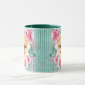 ポメラニア犬ドッグ顔イラストレーションカウトピモダンンク マグカップ (中央)