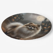 ポメラニア犬ハロウィンホラー ペーパープレート (アングル)