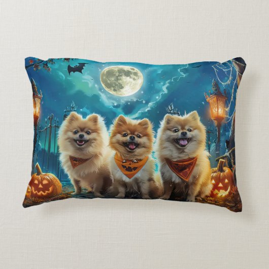 ポメラニア犬ハロウィン不気味 アクセントクッション (裏面)