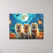 ポメラニア犬ハロウィン不気味 キャンバスプリント (正面)