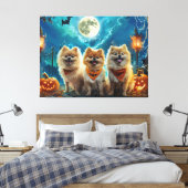 ポメラニア犬ハロウィン不気味 キャンバスプリント (インサイチュ (寝室))