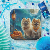 ポメラニア犬ハロウィン不気味 ペーパープレート (パーティー)