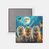 ポメラニア犬ハロウィン不気味 マグネット (正面/裏面)