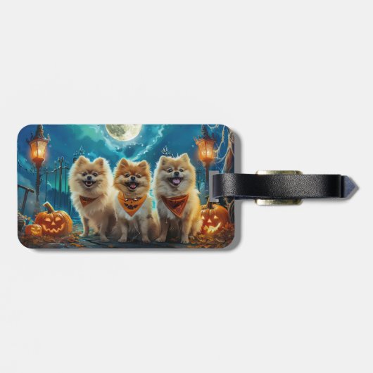 ポメラニア犬ハロウィン不気味 ラゲッジタグ (裏面横)
