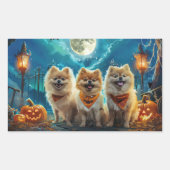 ポメラニア犬ハロウィン不気味 長方形シール (正面)