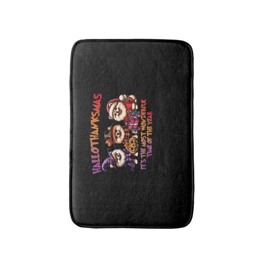 ポメラニア犬ハロウィーン感謝祭クリスマスクラス バスマット (正面縦)