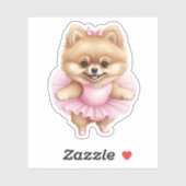 ポメラニア犬バレリーナステッカー3 x 3 シール (シート)