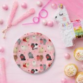 ポメラニア犬バレンタインパターン ペーパープレート (パーティー)