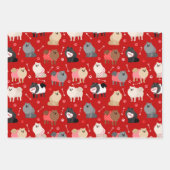 ポメラニア犬バレンタインパターン ラッピングペーパーシート (正面3)