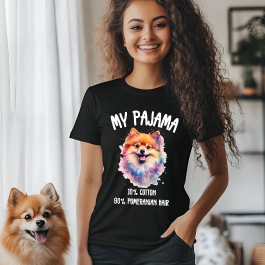ポメラニア犬パジャマデザイン Tシャツ