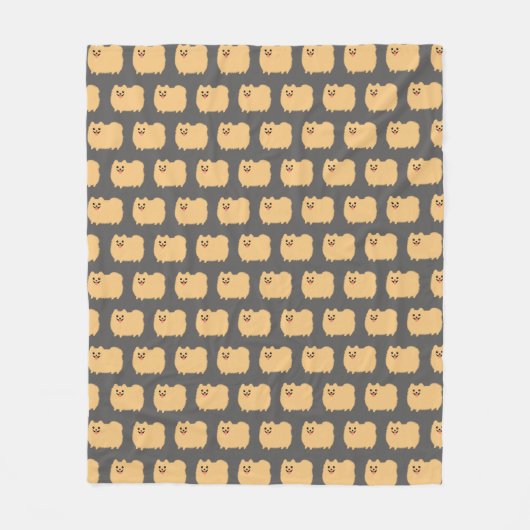 ポメラニア犬パターン フリースブランケット (正面)