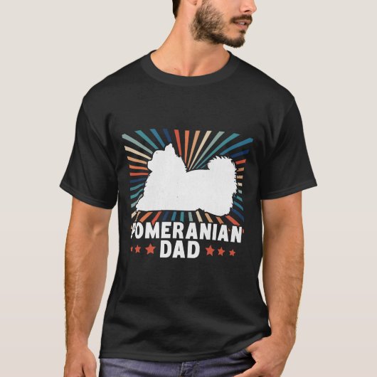 ポメラニア犬パパヴィンテージポメラニア犬犬のオーナー Tシャツ (正面)