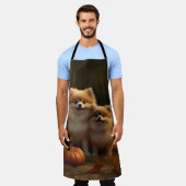 ポメラニア犬パピーオータムデライトカボチャ エプロン (着用した状態)