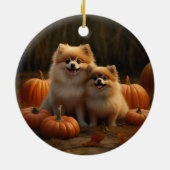 ポメラニア犬パピーオータムデライトカボチャ セラミックオーナメント (裏面)