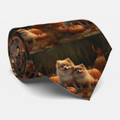 ポメラニア犬パピーオータムデライトカボチャ ネクタイ (ロール)