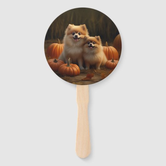 ポメラニア犬パピーオータムデライトカボチャ ハンドファン (正面)