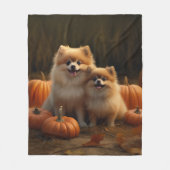 ポメラニア犬パピーオータムデライトカボチャ フリースブランケット (正面)