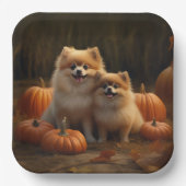 ポメラニア犬パピーオータムデライトカボチャ ペーパープレート (正面)