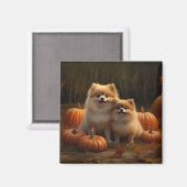 ポメラニア犬パピーオータムデライトカボチャ マグネット (正面/裏面)