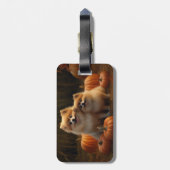 ポメラニア犬パピーオータムデライトカボチャ ラゲッジタグ (裏面縦)