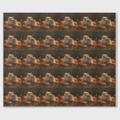 ポメラニア犬パピーオータムデライトカボチャ ラッピングペーパー (フラット)