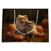 ポメラニア犬パピーオータムデライトカボチャ ラージペーパーバッグ (正面)