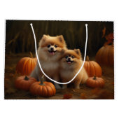 ポメラニア犬パピーオータムデライトカボチャ ラージペーパーバッグ (裏面)