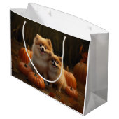 ポメラニア犬パピーオータムデライトカボチャ ラージペーパーバッグ (裏面アングル)