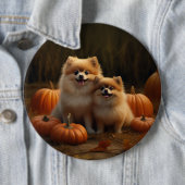 ポメラニア犬パピーオータムデライトカボチャ 缶バッジ (インサイチュ)